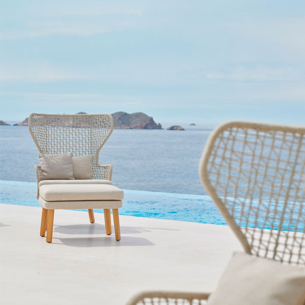 Outdoor Braid and Rope Heigh Back Chair,Lazy Chair, Rest Chair, Easy Chair, Ocassional chair - Parallel-North
