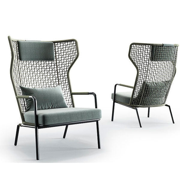 Outdoor Braid and Rope Heigh Back Chair,Lazy Chair, Rest Chair, Easy Chair, ocassional chair - Square Heaven