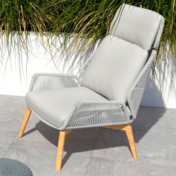 Outdoor Braid and Rope Heigh Back Chair,Lazy Chair, Rest Chair, Easy Chair, ocassional chair - Clove -Prime