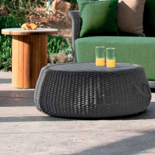 Outdoor patio Braid and Rope Puff Stool Foot-On - Atmosphere