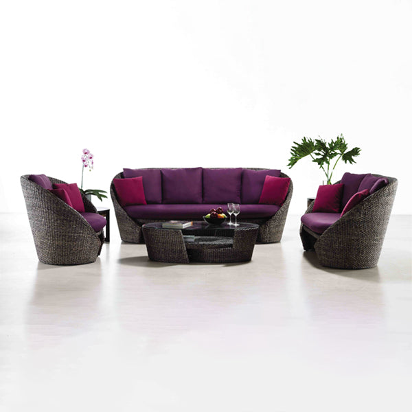 Sea Grass & Wicker Sofa Set - Petal