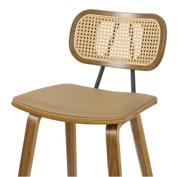 Wooden Cane & Rattan Bar Chair - Brew & Barrel