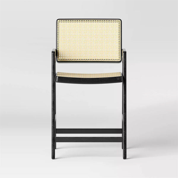 Wooden Cane & Rattan Bar Chair - Mr. Smoothie