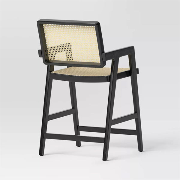Wooden Cane & Rattan Bar Chair - Mr. Smoothie