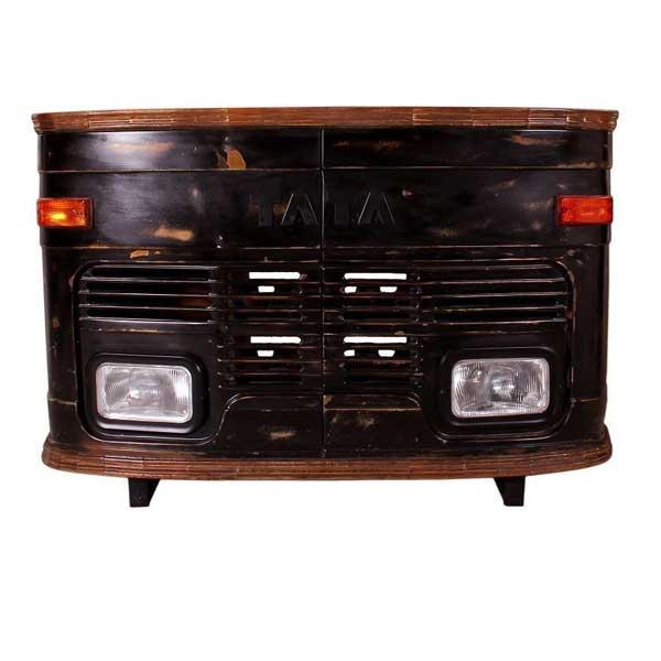 Antique Rustic Automobile Furniture - Ambassador Truck Bar Table - Tata Black