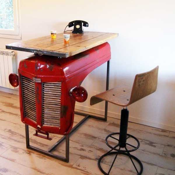 Antique Automobile Furniture - Solid Wooden Top Tractor Coffee Table