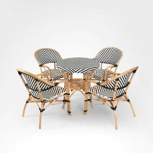 Classic French Bistro Cane & Wicker Furnitue Coffee Chair - Droshky