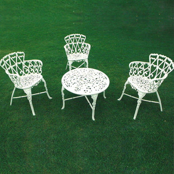 Cast Alluminum Outdoor Furniture - Garden Set Heart White Green Black- Amira