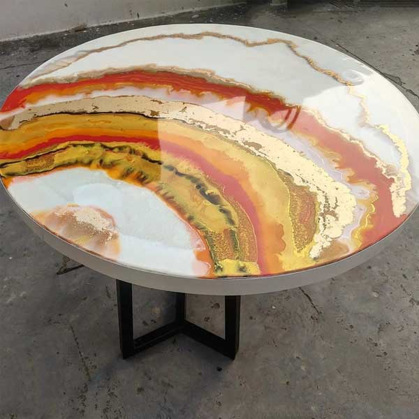 Epoxy Resin Furniture - Circular Marble Table - Balinese