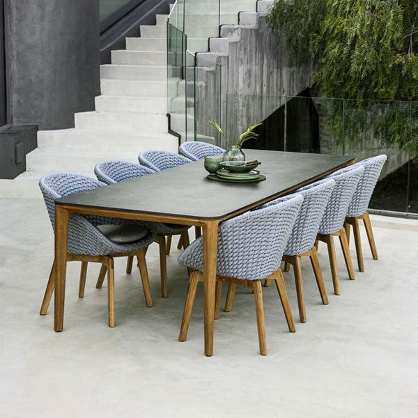 Outdoor Wood & Wicker - Dining Set - Peacock