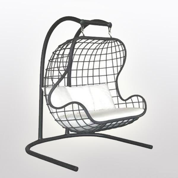Outdoor Wicker Two Seater- Swing With Stand - Earth