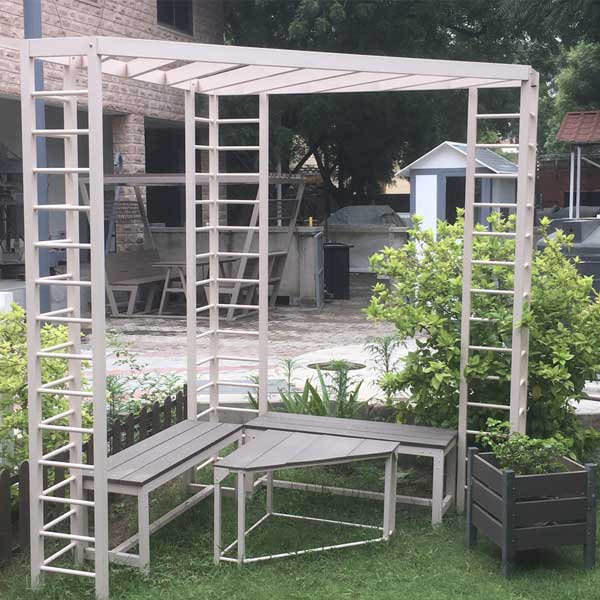 Outdoor WPC FRP Furniture - Cabane & Benches - Triangular Pergola 