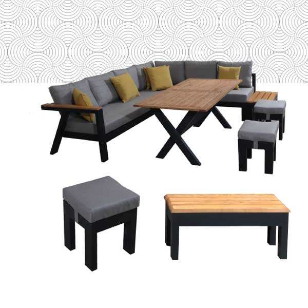 Outdoor Wood & Aluminum - Sofa Set - kral Prime