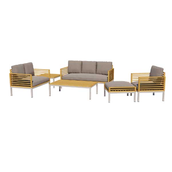 Outdoor Wood & Steel - Sofa Set - Black Cherry