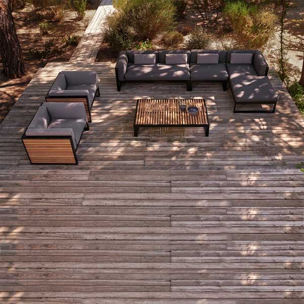 Outdoor Wood & Steel - Sofa Set - Black Cherry Prime