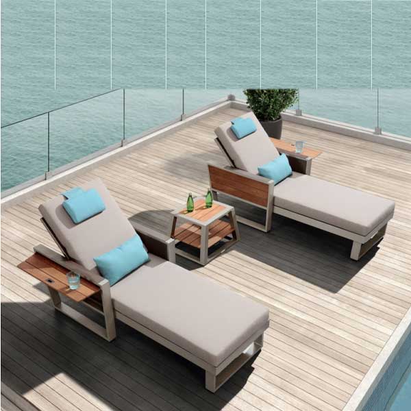 Outdoor Wood & Steel Sun Lounger - Deubian