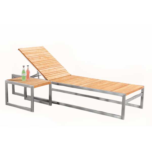 Outdoor Wood & Steel Sun lounger -Longhi Next