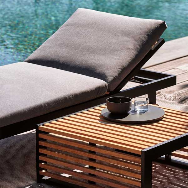 Outdoor Wood & Steel - Sun Lounger - Black Cherry Prime 