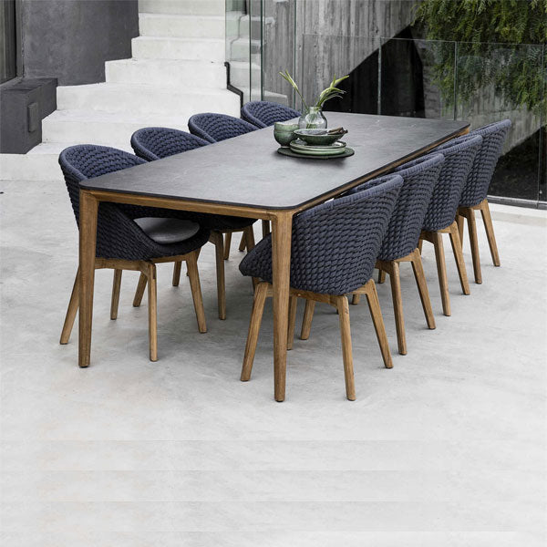 Outdoor Wood & Wicker - Dining Set - Peacock