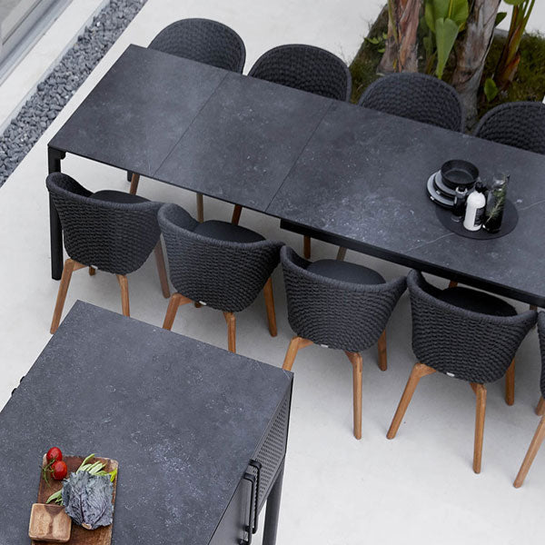 Outdoor Wood & Wicker - Dining Set - Peacock