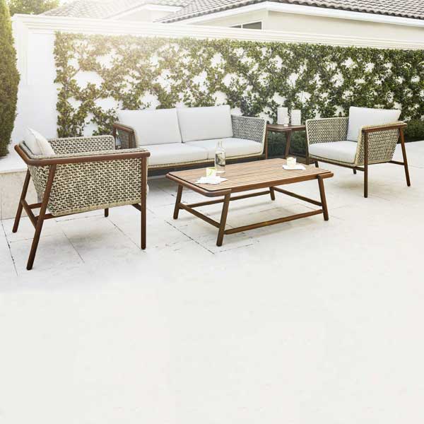 Outdoor Wood & Wicker Sofa Set - Cocobolo