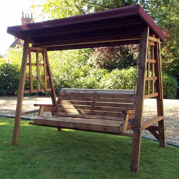 Outdoor Wooden Two Seater Swing - Raven 