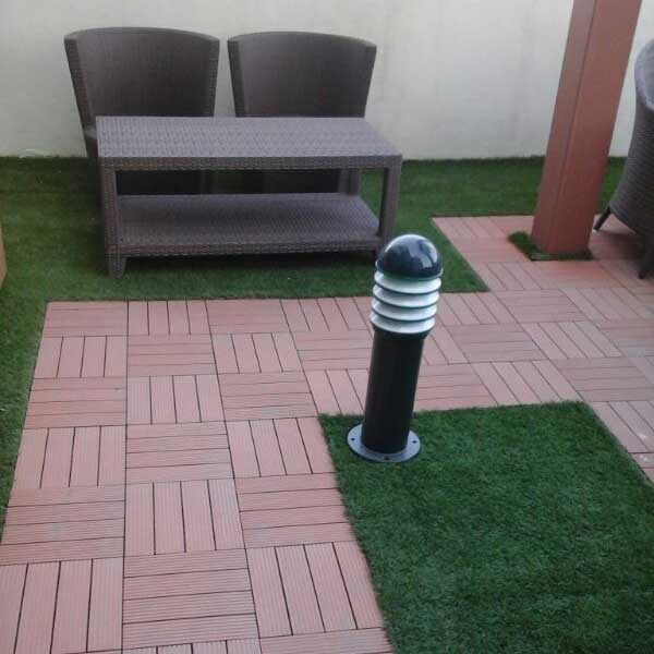 Patio Wood Plastic Composite WPC InterLock Deck Tiles