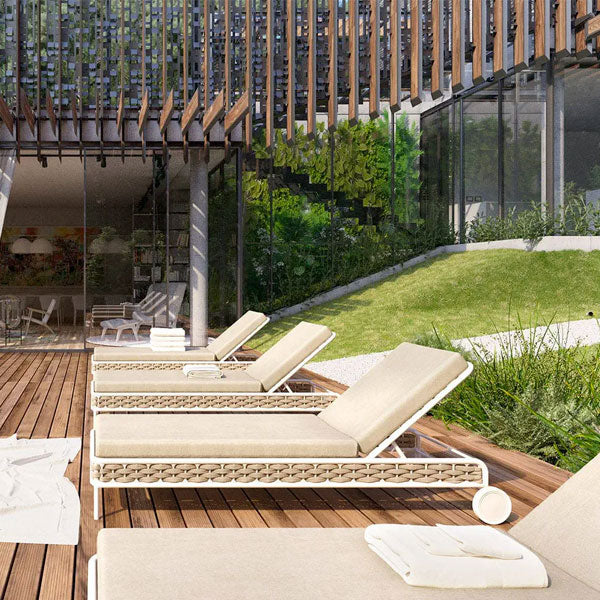 Outdoor Braided & Rope Sunlounger - Nature-Next