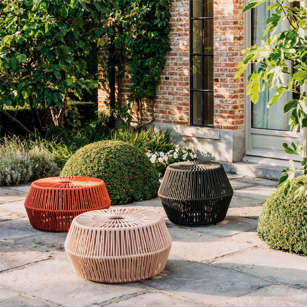  Outdoor patio Braid and Rope Puff Stool Foot-On  - South Bell