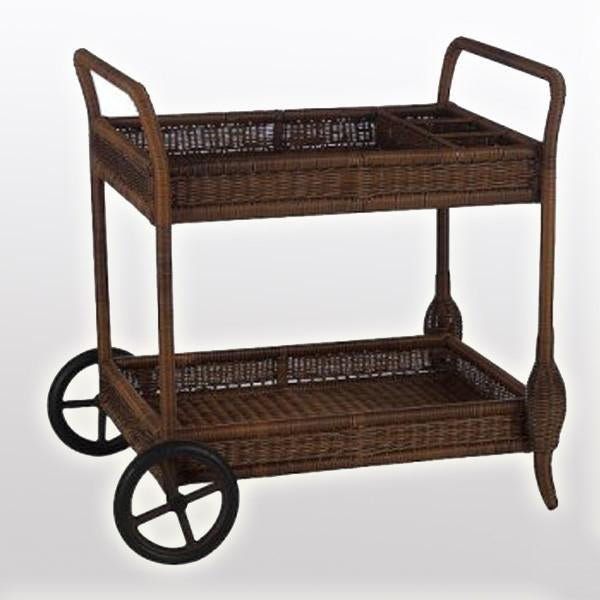 Outdoor Wicker Serving Trolley- Tropical