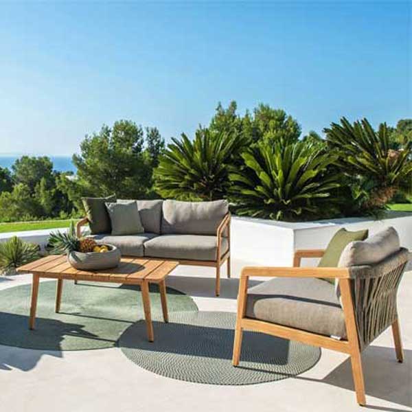 Outdoor Furniture Braided, Rope & Cord, Wood Sofa - Leron