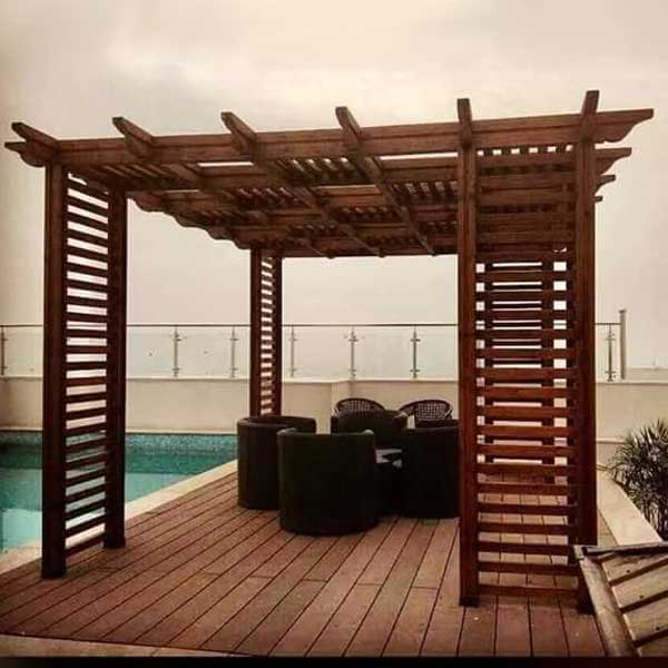 Pergola with Thermo pine Wooden Furniture