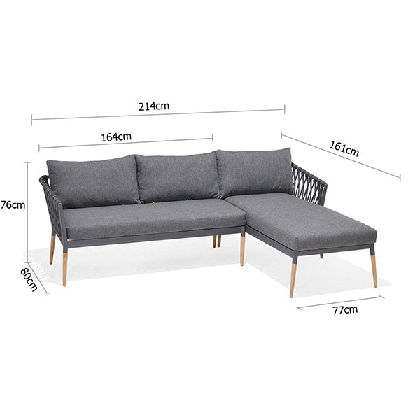 Outdoor Braided, Rope & Cord, Sofa - Charcol