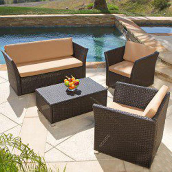 Outdoor Furniture - Wicker Sofa Set - Pebble