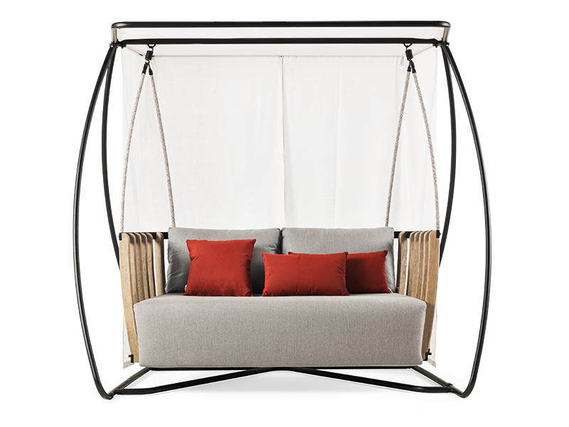 Outdoor Wood and Alluminum two Seater Swing - graphite