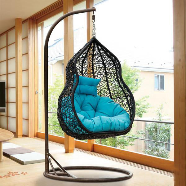 Outdoor Wicker - Swing With Stand - Bluebell