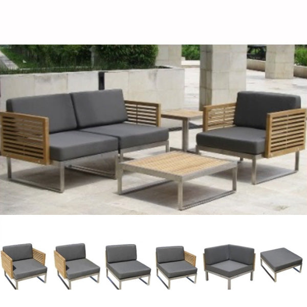 Outdoor Wood & Steel - Sofa Set - Black Cherry