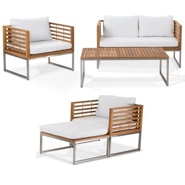 Outdoor Wood & Steel - Sofa Set - Black Cherry